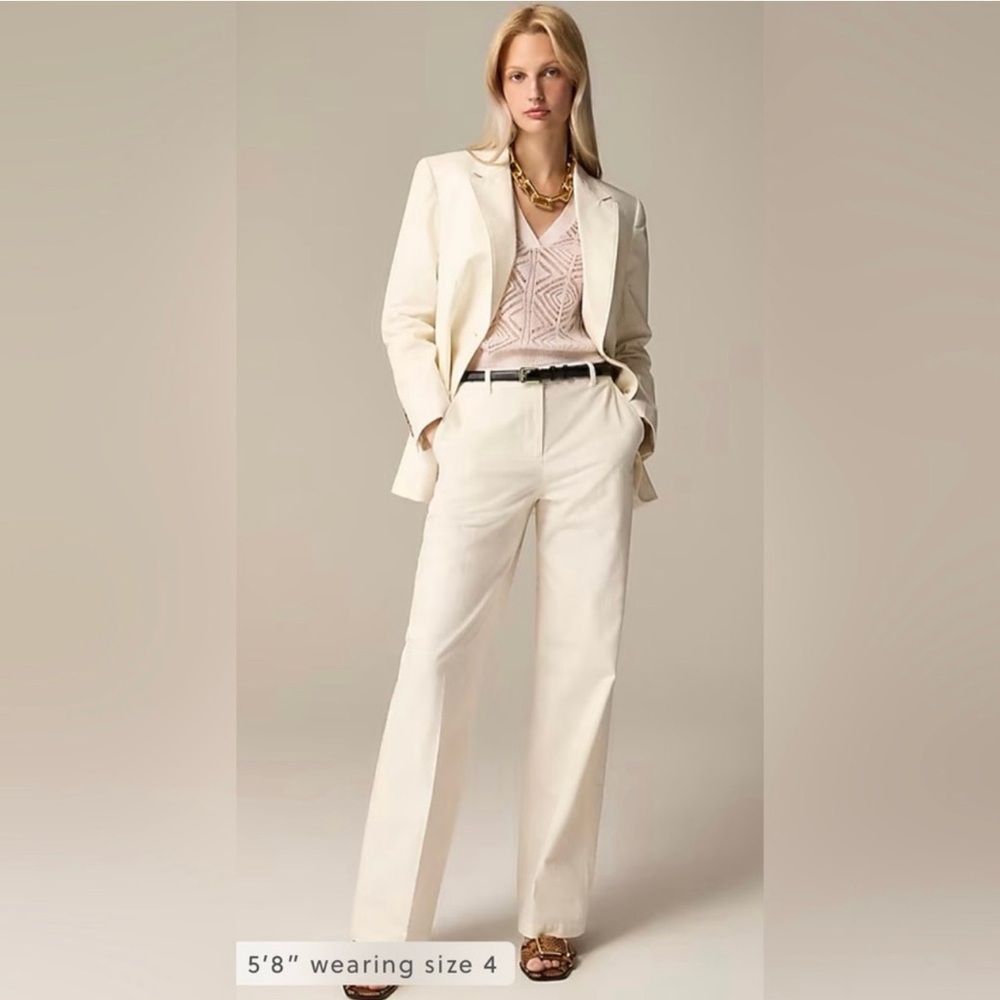 NWT J. Crew Full-length Wide-leg Trouser Cotton Blend Ivory